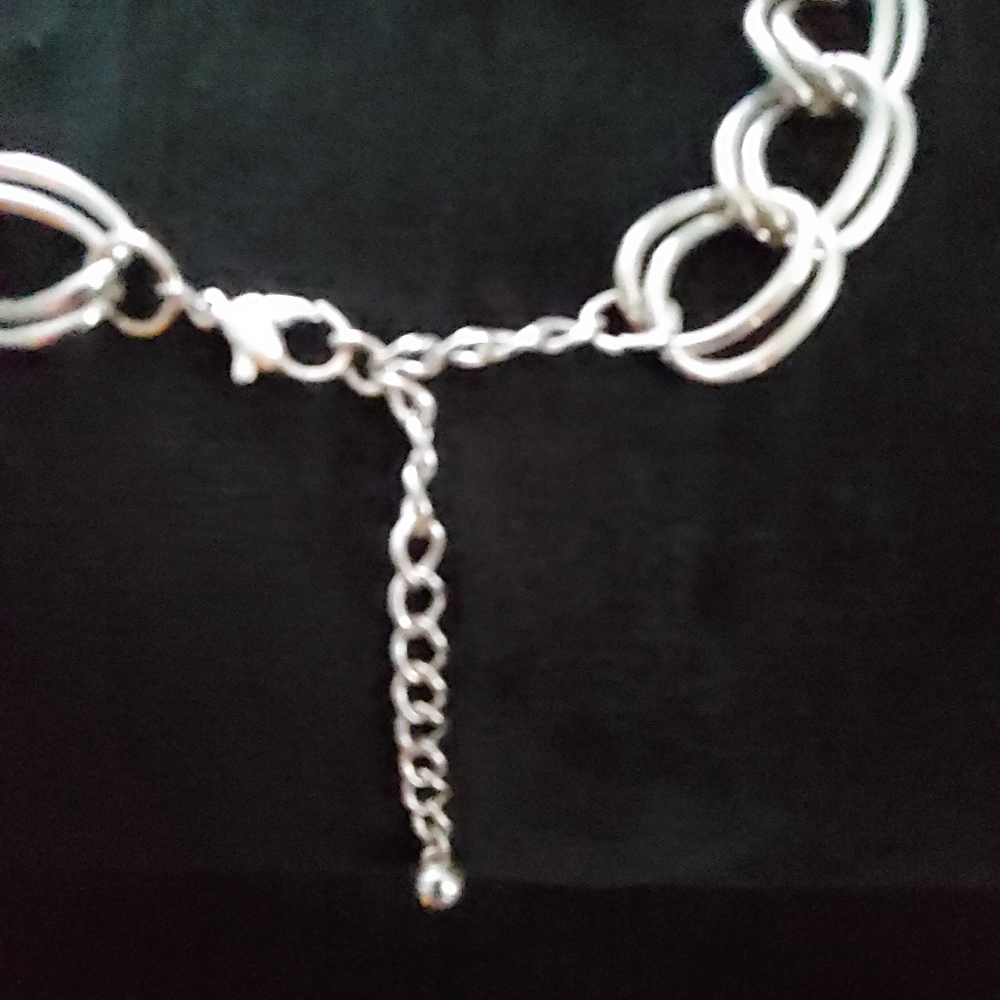 Silvertone Double Link Necklace - image 3
